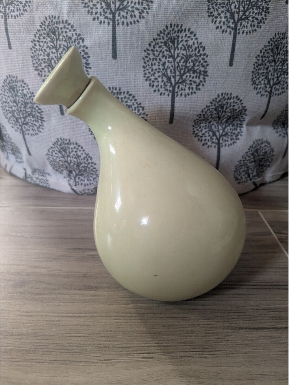Vintage green ceramic vase/cruet with lid